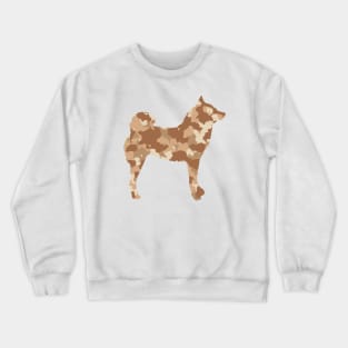 Lilly the Shiba Inu Silhouette - Desert Camo on White Crewneck Sweatshirt